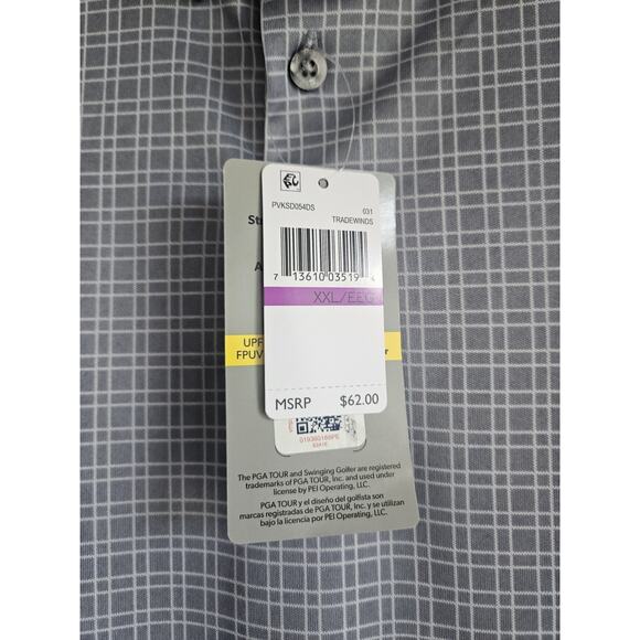 PGA Tour NWT Mens XXL Golf Polo Shirt Plaid Performance Moisture-Wicking UPF 50 - Picture 9 of 13
